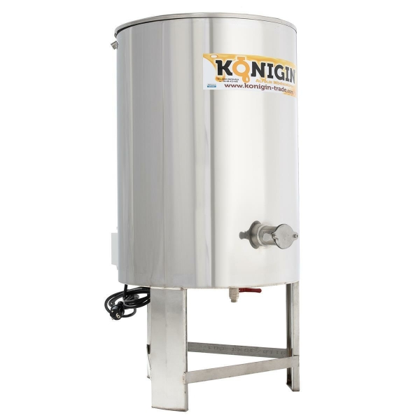 Stainless steel filling container with feet - heated 500 l pinch tap
