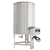 Stainless steel filling container with feet - heated 2000 l pinch tap