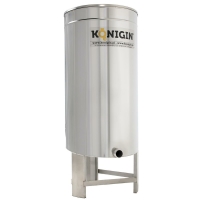 Stainless steel filling container with feet and agitator 100 l pinch tap