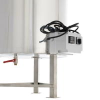 Stainless steel filling container with feet - heated 100 l pinch tap