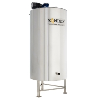 Stainless steel filling container with feet - heated and with agitator 800 l pinch tap