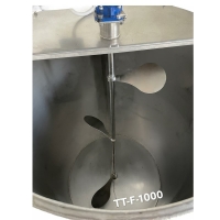 Stainless steel filling container with feet - heated and with agitator 800 l pinch tap